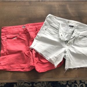 White and coral shorts